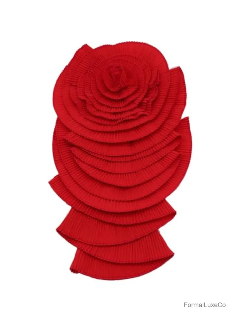 Ruffled Lace Flower Brooch Pin - Big Pleated Chiffon Fabric Applique, Women's